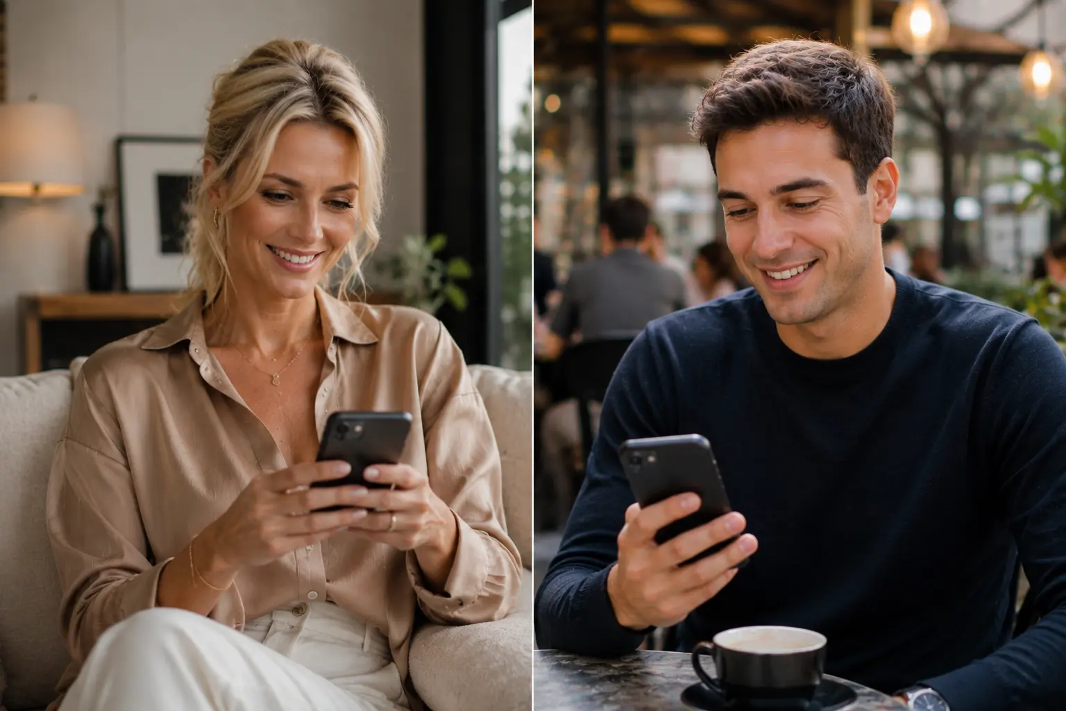 deux célibataires discutant en ligne sur une application de rencontre