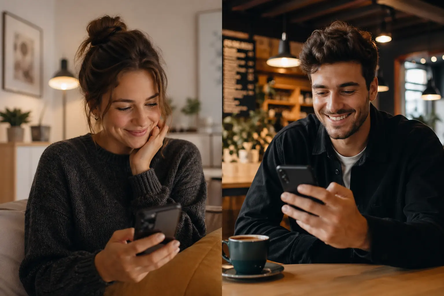 deux personnes discutant via une application de rencontre gratuite