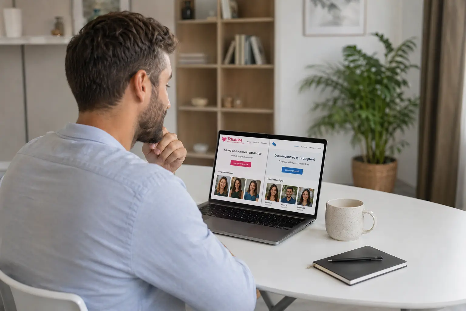 homme comparant plusieurs sites de rencontre gratuits sur ordinateur